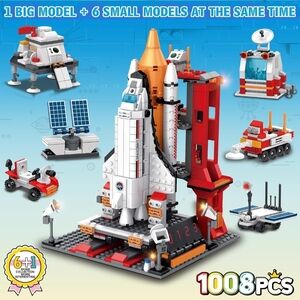 1000+ Pcs Space Exploration Shuttle Toy Building Block Set with Rocket
